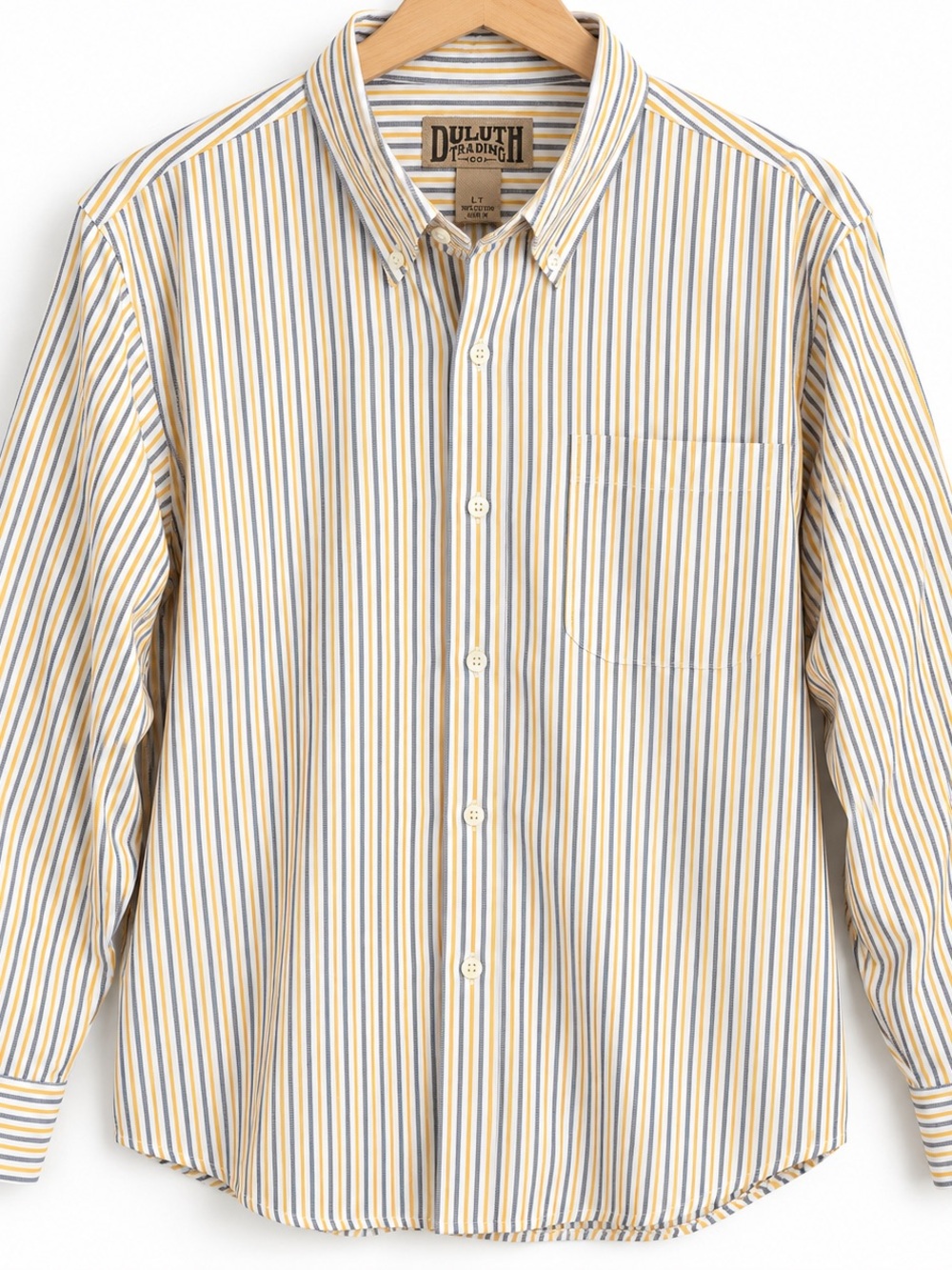 Duluth Trading Co Striped Button-Down Shirt in Yellow, Blue & White